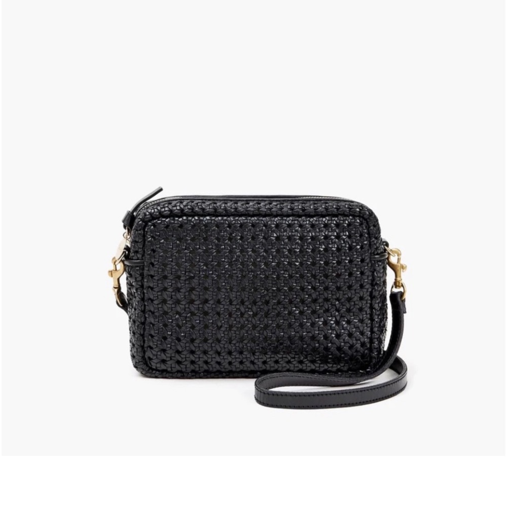 Clare V Midi Black Woven Crossbody Bag